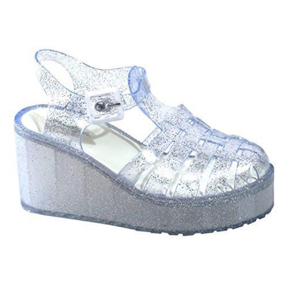 Dolls Kill Shoes | Glitter Platform Jelly Sandal | Poshmark Platform Heels Clear Glitter Pink | Dolls Kill